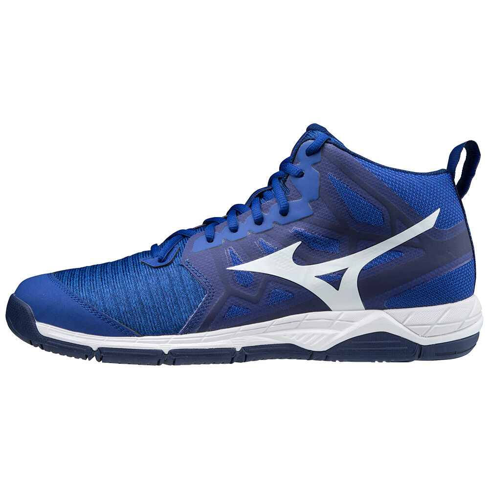 Mens Mizuno Wave Supersonic 2 Mid Volleyball Shoes Blue/White/Pink Philippines (EPJCYR452)